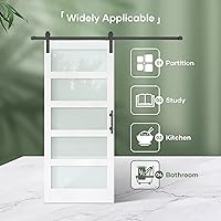 Fredbeck 36x80 White Glass Barn Door with Hardware Kit — image 5