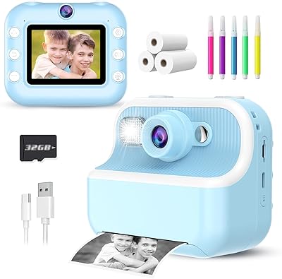 TKECWOB M8 Kids Camera Instant Print with 32GB SD Card