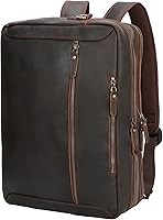 TIDING Men's Leather 15.6 Inch Laptop Backpack Convertible Briefcase — image 2