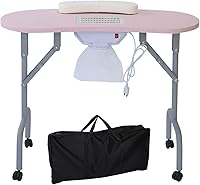 AGESISI Portable Manicure Table with Dust Collector, Pink, 36-inch — image 1