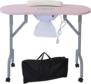 AGESISI Portable Manicure Table with Dust Collector, Pink, 36-inch Review