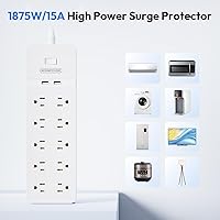 NTONPOWER 25 Ft Extension Cord with 10 AC Outlets & 2 USB Ports — image 6