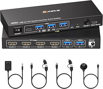 Camgeet 4-Monitor USB 3.0 KVM Switch