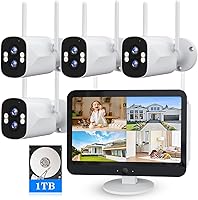 ZHXINSD Dual Lens 2K+2K Security Camera System 10CH Kit with 12.5″ LCD Monitor, 1TB HDD — image 1