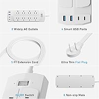 Yozisital 2 Prong Smart Plug Power Strip with 8 Outlets & 4 USB Ports — image 5