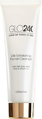 GLO24K Exfoliating Facial Cleanser with 24k Gold, Aloe Vera, and Vitamins