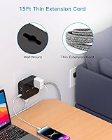 HANYCONY 15 Ft Extension Cord Power Strip with 8 Outlets & 4 USB Ports — image 2