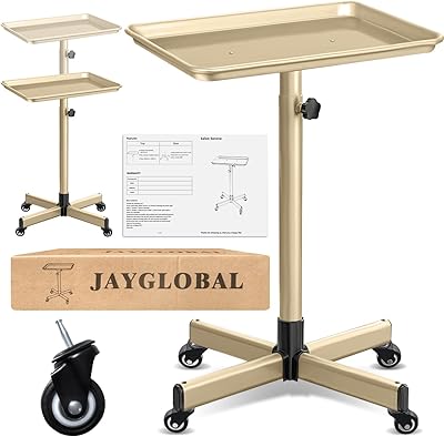 JayGlobal Gold Salon Tray On Wheels