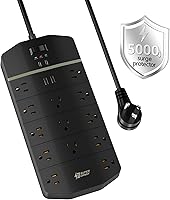 SUPERDANNY 5000 Joules Surge Protector Power Strip with 13 AC Outlets and 4 USB Ports — image 1