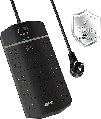 SUPERDANNY 13-Outlet Surge Protector Power Strip 5000J