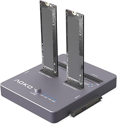 AOKO M.2 NVMe SSD Cloner, Dual-Bay 4-in-1 Hard Drive Duplicator/Reader