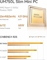 MINISFORUM UM750L Slim Mini PC, AMD Ryzen 5 7545U, 16GB RAM, 1TB SSD — image 2