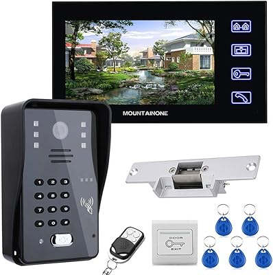 MOUNTAINONE Touch Key 7″ LCD RFID Password Video Door Phone Intercom System