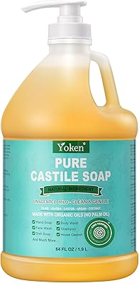 Yoken Organic Castile Soap Liquid (Unscented, 64 oz)