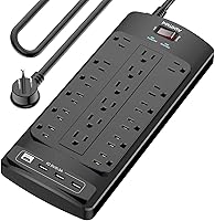 POWSAV 18 Outlets Surge Protector Power Strip with 4 USB Ports — image 1