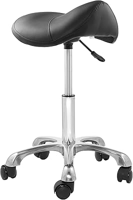 Saloniture Professional Ergonomic Saddle Stool, Black