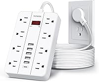 HUNIAN 10 Ft Extension Cord Power Strip with 8 Outlets and 6 USB Ports — image 1