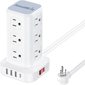 SMALLRT Tower Surge Protector Power Strip with 12 Outlets and USB-C Review
