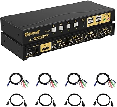 JideTech 4-Port HDMI KVM Switch 4K@60Hz