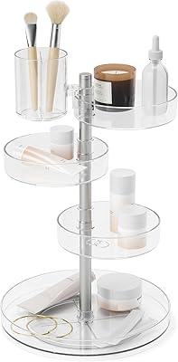 Umbra Pirouette Cosmetic Organizer, Large Capacity - Clear/Nickel