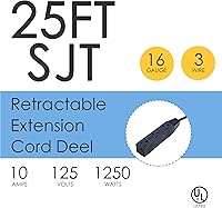 Aceland 25ft Retractable Extension Cord Reel with 3 Outlets — image 4