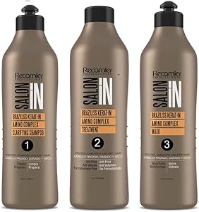 Recamier SalonIn Braziliss Kerat-in Amino Kit Complex Frizzed Damaged & Dry Hair 33.8oz x3