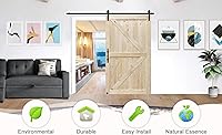S&Z TOPHAND 30×80 in. Unfinished Barn Door with 5FT Sliding Hardware Kit — image 2