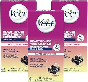 Veet Leg and Body Hair Remover Cold Wax Strips, 40 ct (Pack of 3) Review