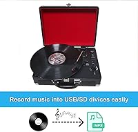 dl Portable Suitcase Record Player 3-Speed Bluetooth Turntable — image 5