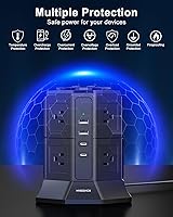 NVEESHOX Surge Protector Power Strip Tower with 8 AC Outlets & 4 USB Ports — image 7