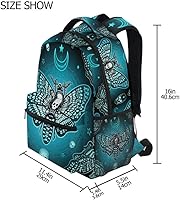 MNSRUU Teal School Backpack Butterfly Skull Blue College Knapsack Laptop Rucksack — image 8