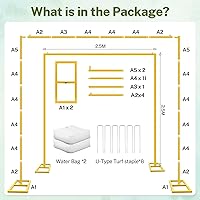 YIJXPOIN 8FT Gold Wedding Arch Backdrop Stand — image 2