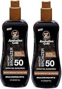Australian Gold SPF 50 Spray Gel Sunscreen with Instant Bronzer 8oz (2-Pack) Review
