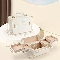 Joligrace Makeup Train Case Large Portable Organizer Retro Champagne Beige — image 7