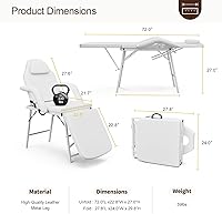 Paddie Portable Tattoo Chair with Storage Bag, White — image 3