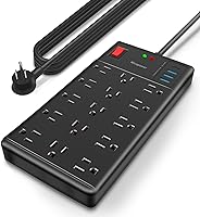 IECOPOWER 15ft Surge Protector Power Strip with 15 Outlets & 4 USB Ports — image 1