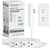 SakerPlus Outlet Concealer Power Strip 3-Outlet 8ft Extension Cord — image 1