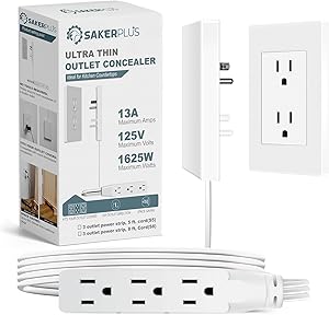 SakerPlus Outlet Concealer Power Strip 3-Outlet 8ft Extension Cord Review
