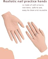 PALPTASN Silicone Practice Hand for Acrylic Nails with Stand Bracket (Right Hand, Ivory White) — image 6