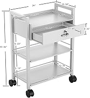 Paddie Salon Beauty Cabinet Cart Trolley 3-Layer White — image 6
