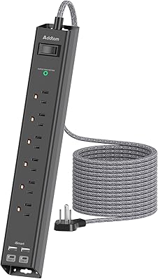 Addtam 15 Ft Surge Protector Power Strip with 6 Outlets and 4 USB Ports