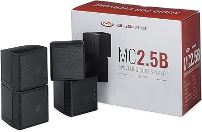 Pure Resonance Audio MC2.5B Dual 2.5″ Swiveling Surround Sound Mini Cube Speaker Pair