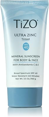 TIZO Ultra Zinc Body Face Sunscreen Tinted SPF 40, 3.5 oz