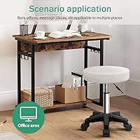 FURWOO Round Rolling Stool with Wheels - White — image 3