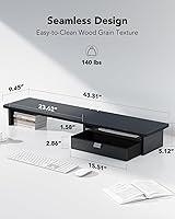 HUANUO Large Dual Monitor Stand with Drawer — image 2