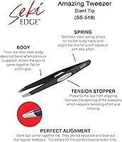 Seki EDGE SS-518 Amazing Tweezer - Slant Tip Stainless Steel Black — image 4