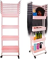 TUOCCI Braiding Hair Rack with 196 Pegs, 4-Tier Storage Cart in Pink — image 1