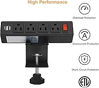 HHSOET Desk Clamp Power Strip with USB Ports — image 3