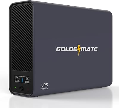 GOLDENMATE 1000VA/600W Lithium UPS Battery Backup