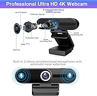 HDZIYU 4K Webcam with Microphone and Tripod — image 3